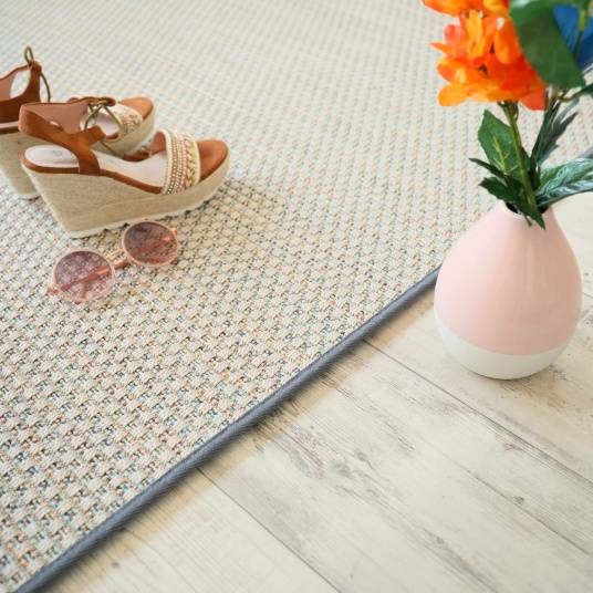 Decoweb - Tapis extérieur ou intérieur en Tissé plat - Sumatra silver multicolore - Galon gris ardoise - 160 x 230 cm - Decoweb - Image 3