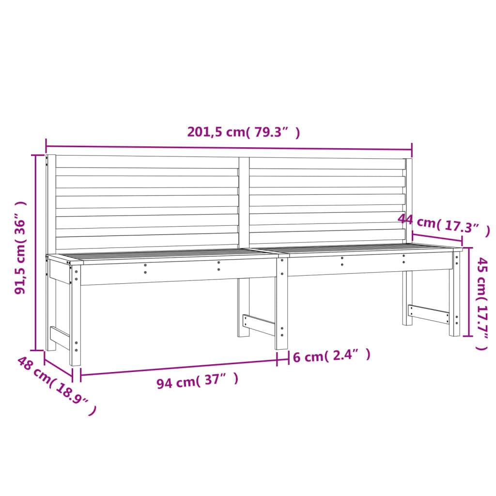 Maison Chic - Banc de jardin - Banc d'extérieur - Banquette blanc 201,5 cm bois massif de pin - Image 7