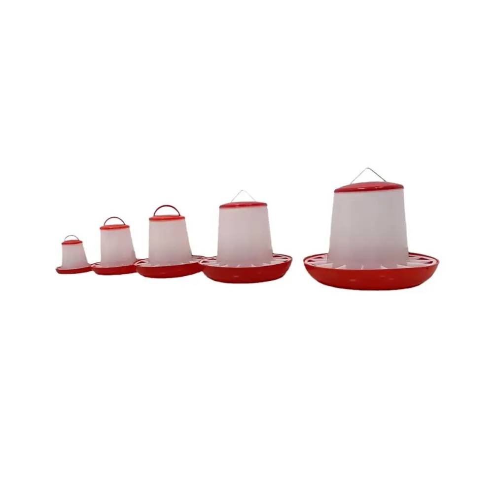 Mangeoire plastique avec poignée 12kg pour volailles et pigeons - Rouge et blanc - Image 3