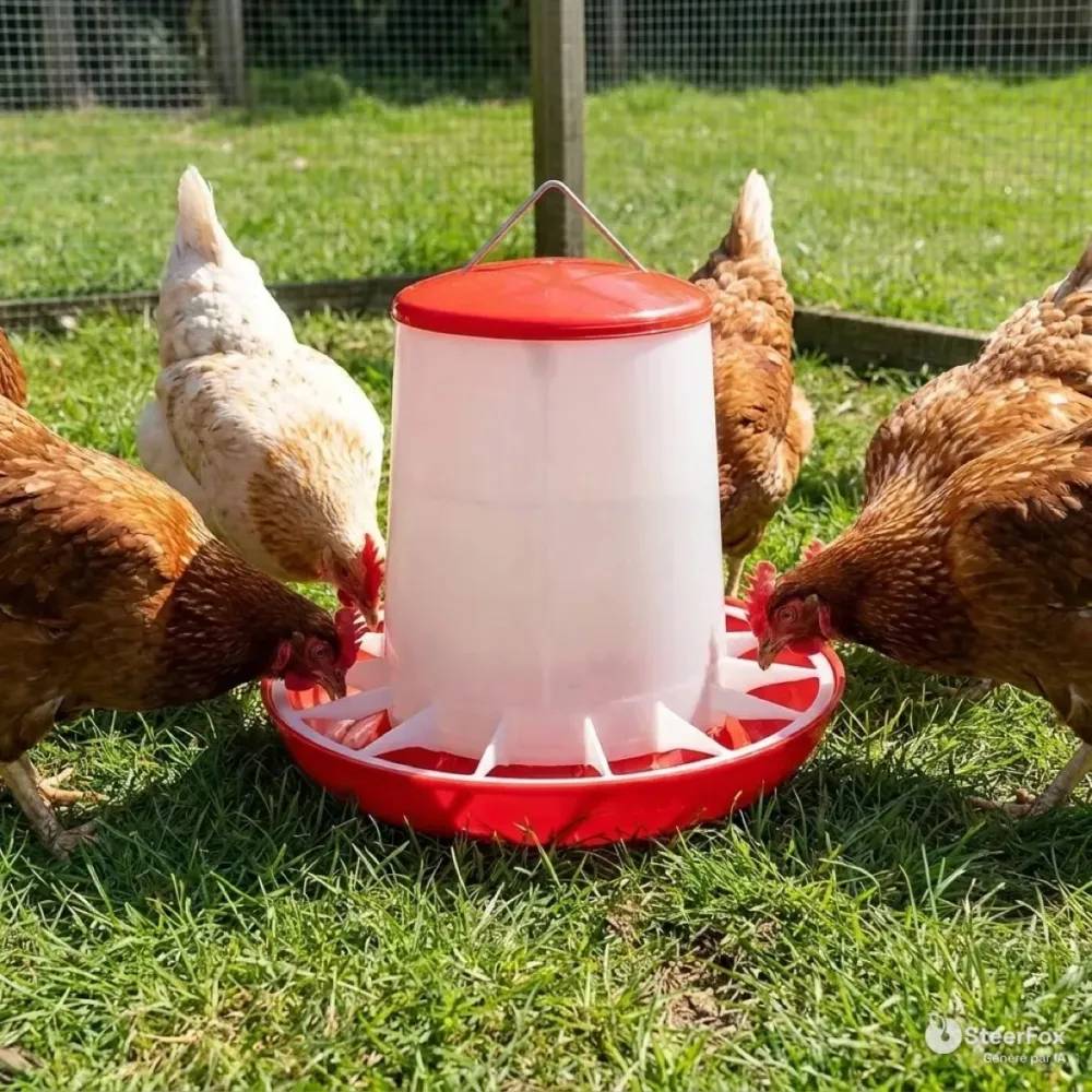 Mangeoire à trémie plastique 12 kg avec poignée pour volailles - Image 1