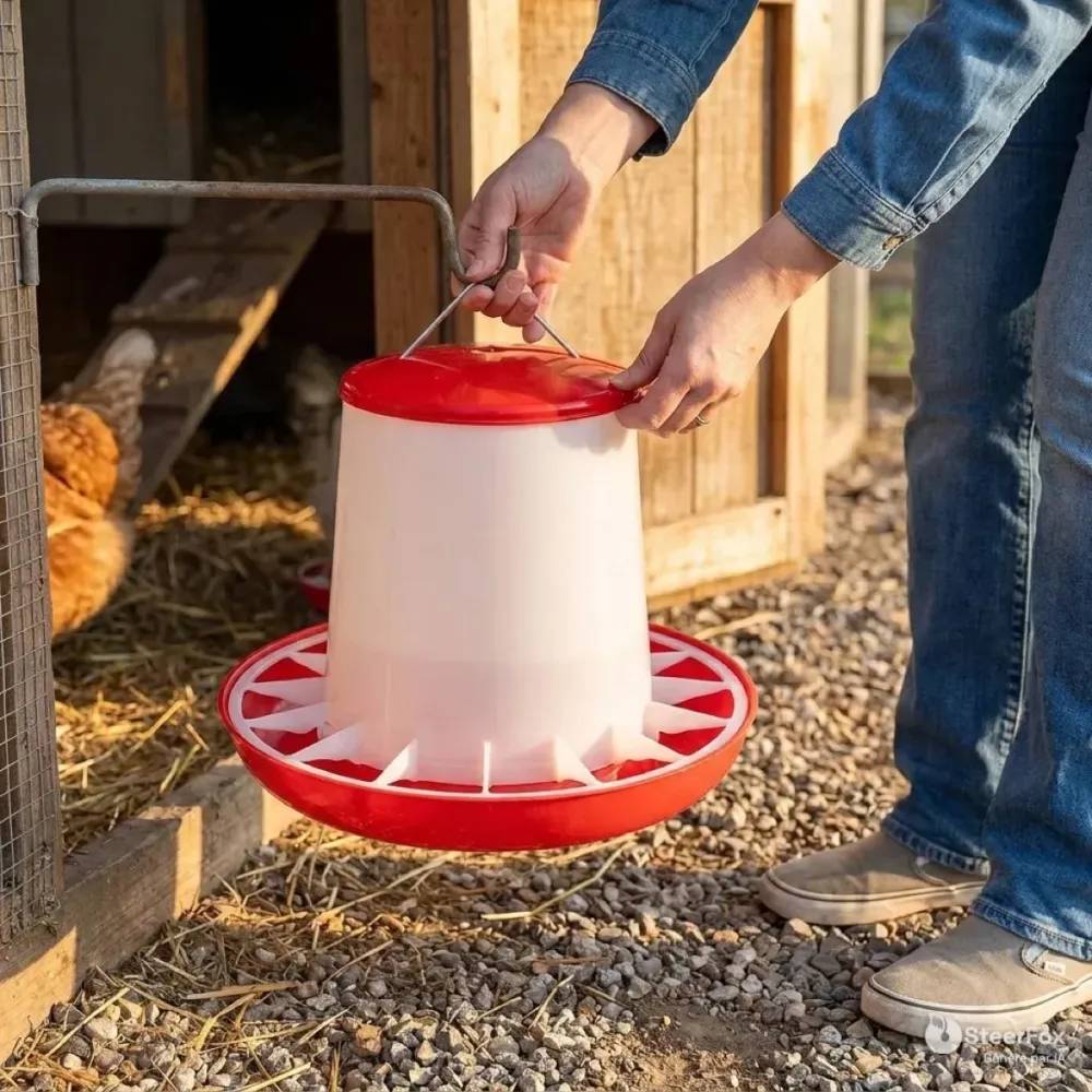 Mangeoire à trémie plastique 12 kg avec poignée pour volailles - Image 4