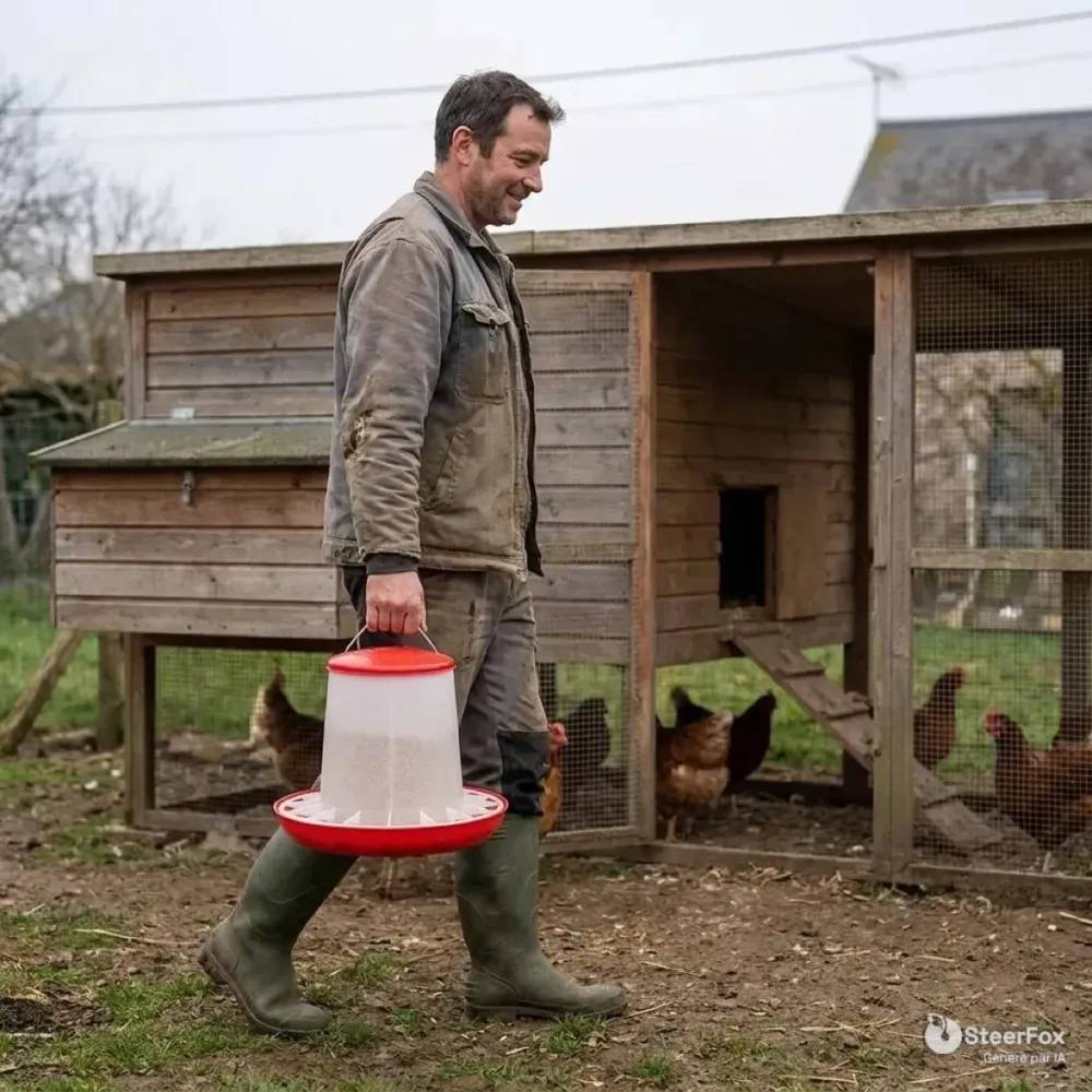 Mangeoire à trémie plastique 12 kg avec poignée pour volailles - Image 5