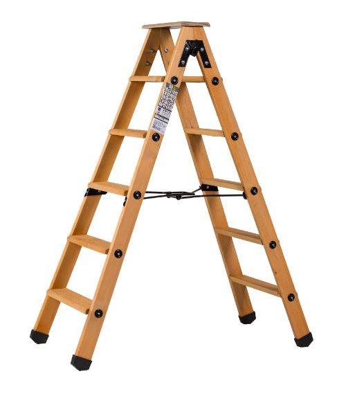 Escabeau double accès bois 2x5 marches + tablette CENTAURE - 483605 - Image 1