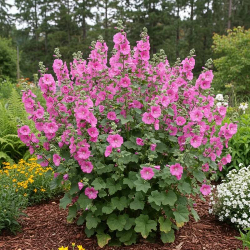 Lavatère Bredon Spring, Mauve en arbre, Lavatera à fleurs Rose - feuillage Caduc - Pot de 3L - 20/40 cm-  hauteur à maturité De 1,50 m à 2,00 m - Image 2