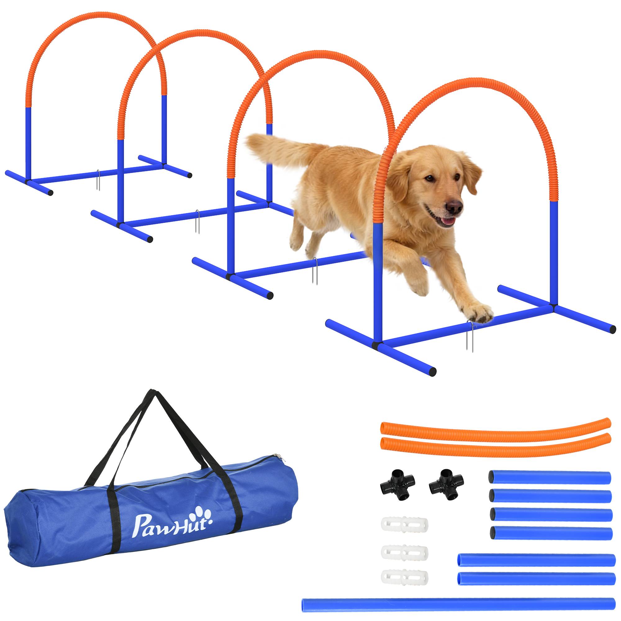 ComfortXL - Parcours agilité chien 4 arceaux bleu orange 88 x 64 x 95 cm entraînement doux - ComfortXL Outdoor Living - Image 1
