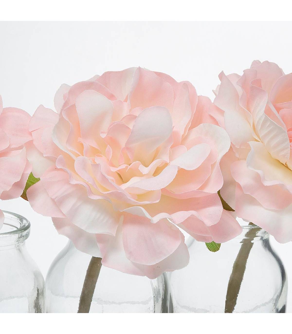 Composition artificielle de 3 Roses dans 3 Vases en verre liés par une corde - Image 2
