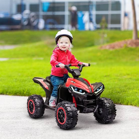 Quad électrique enfant de 3 à 5 ans 12 V 2 moteurs 2 vitesses 3-6 km/h phares LED klaxon rouge - Image 3