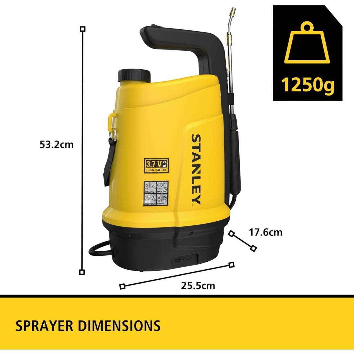 stanley - Pulvérisateur Électrique 5L, Batterie Lithium 3,7 V / 2,6 Ah Pulvérisateur Jardin Végétaux + Lance Télescopique STANLEY - Image 5