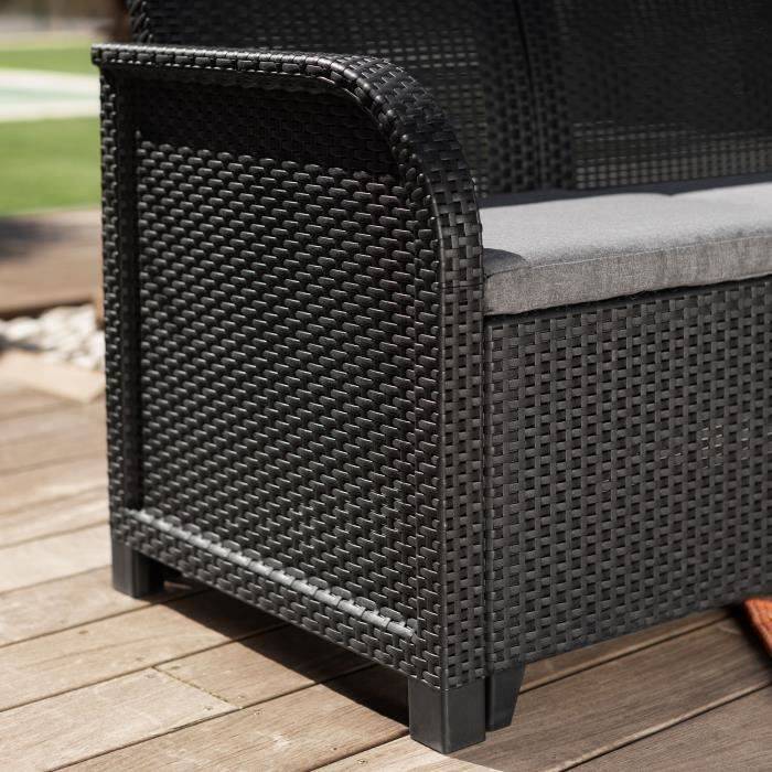 Salon de jardin d’angle SanRemo 6 places gris graphite résine aspect rotin tressé - Allibert by KETER - Image 6