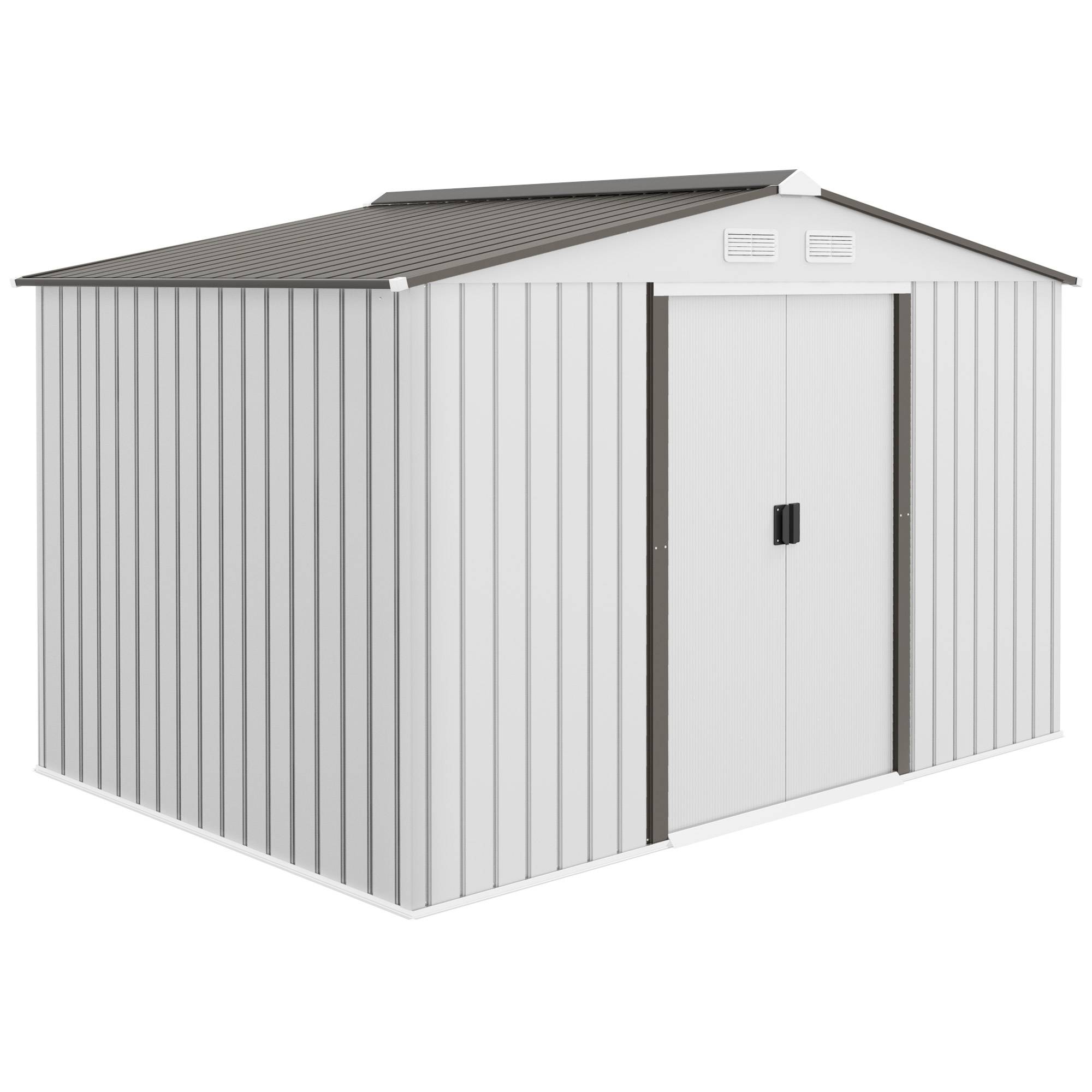 Abri de jardin 277 x 195 x 192 cm, abri extérieur en métal pour le rangement des outils, argent et gris - Image 1