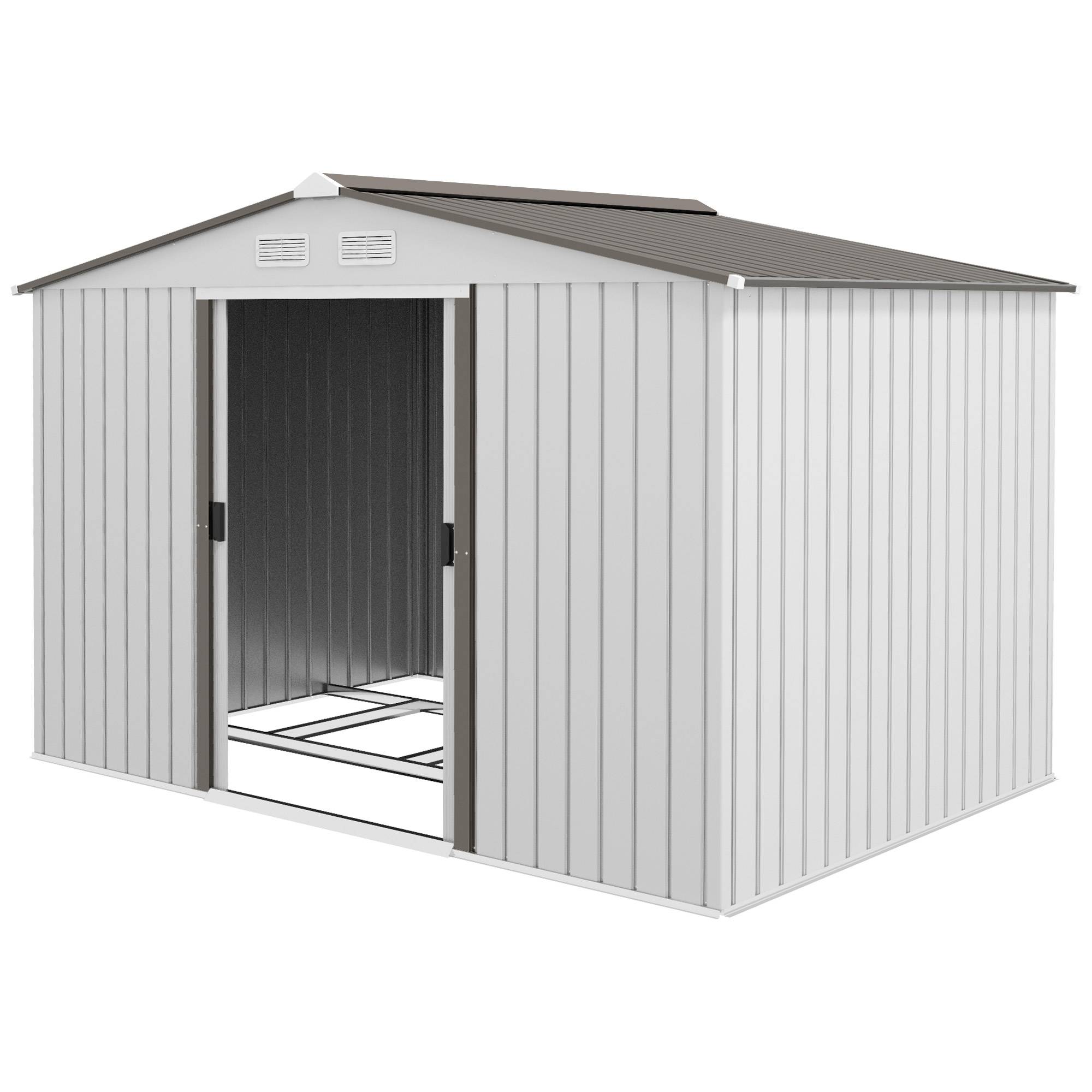 Abri de jardin 277 x 195 x 192 cm, abri extérieur en métal pour le rangement des outils, argent et gris - Image 2