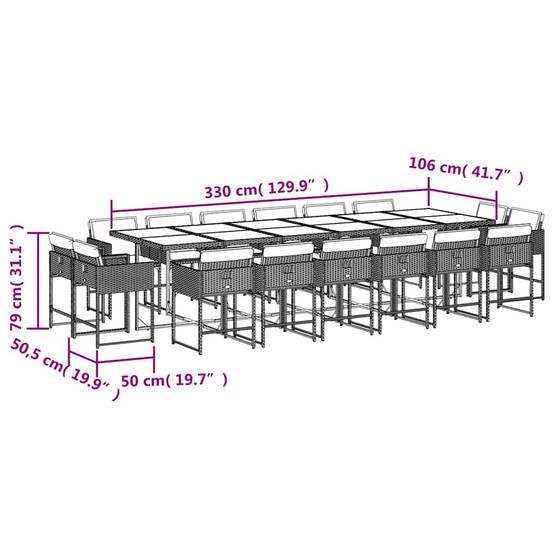 ComfortXL - Table et 16 Chaises de Jardin Encastrables Grises, Salon de Repas Grande Capacité – ComfortXL Outdoor Living - Image 8