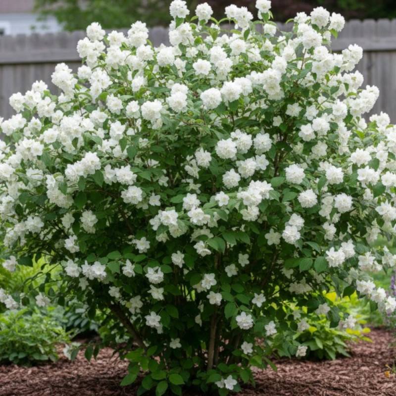 Seringat des jardins Minnesota Snowflake, Philadelphus à fleurs Blanche - feuillage Caduc - Pot de 7,5L - 40/60 cm-  hauteur à maturité De 1,00 m à 1, - Image 9