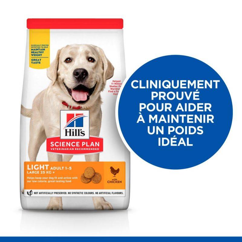 CROQUETTES CHIEN SCIENCE PLAN ADULTE LIGHT LARGE POULET - HILL'S 14 kg - Image 2