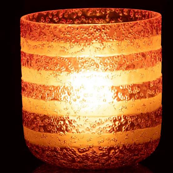 Photophore Design en Verre "Lignes" 15cm Rose - Image 3