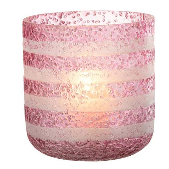 Photophore Design en Verre "Lignes" 15cm Rose - Image 2