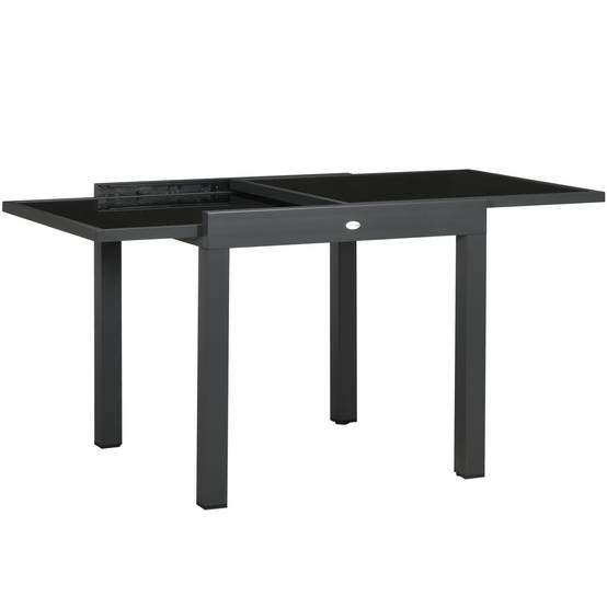 Table Extensible de Jardin Grande Taille dim. dépliées 160 x 80 x 75 cm Aluminium Gris foncé Plateau Verre trempé Noir - Image 2