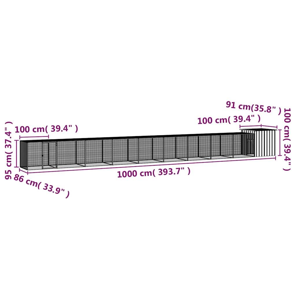 Vidaxl - Cage pour poules Gris 1000x91x100 cm Acier galvanisé vidaXL 3106467 - Image 6