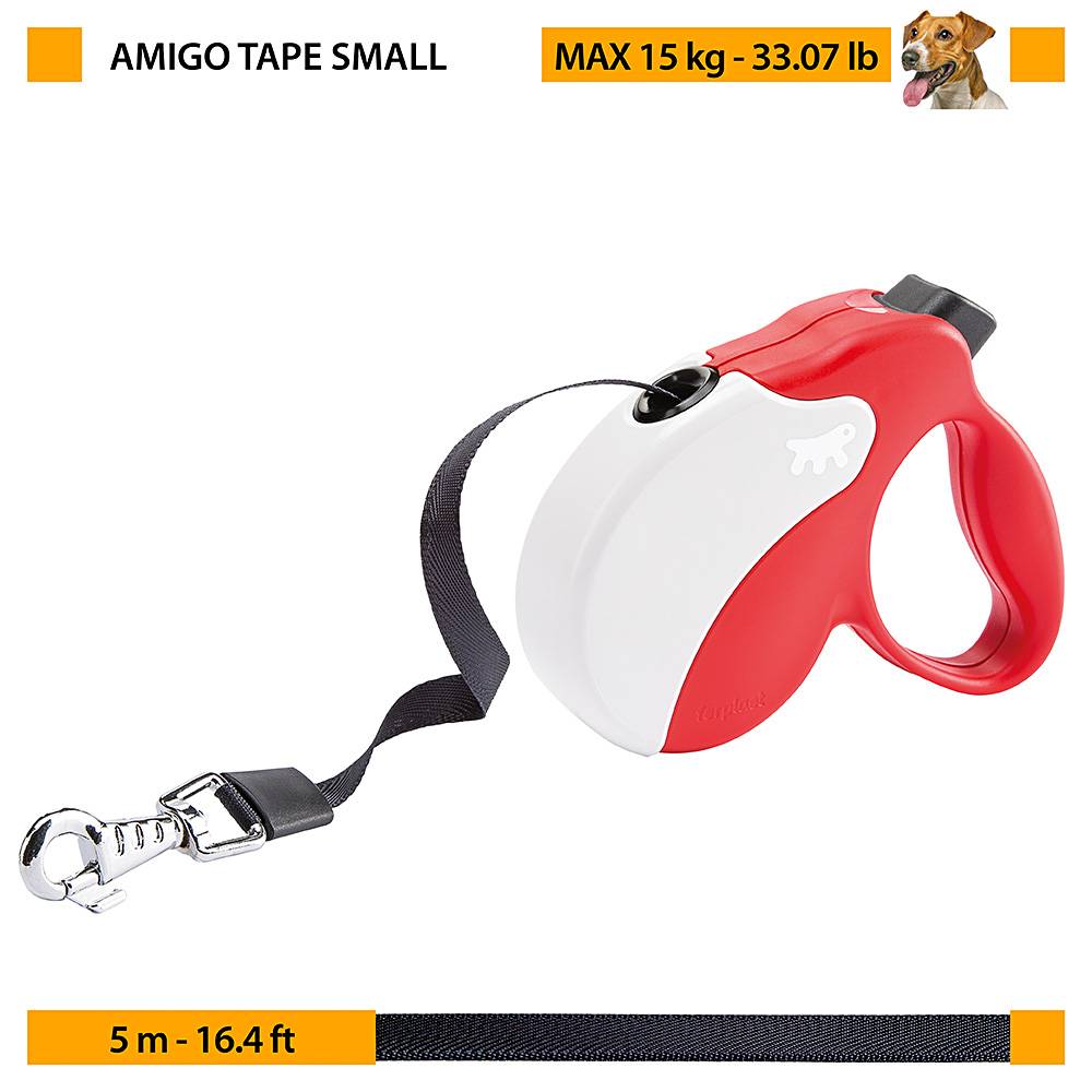 Ferplast - Ferplast Laisse Chien Enrouleur AMIGO SMALL, Laisse pour petits chiens jusqu'à 15 Kg. Sangle Extensible max 5 m. Bouton de verrouillage et de - Image 2
