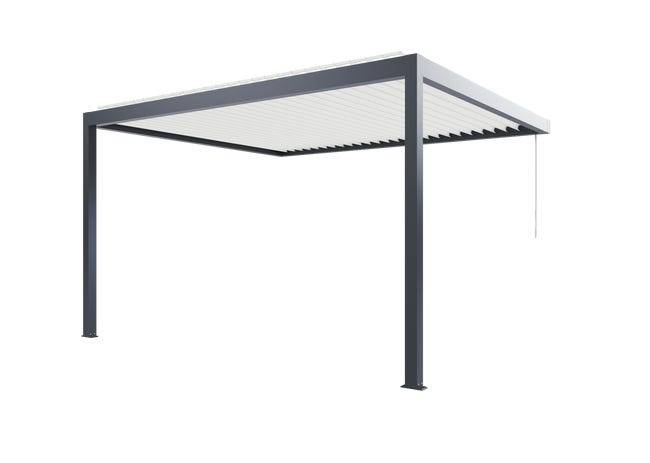Pergola Bioclimatique Aluminium Adossée Anthracite 4x3,5 Manuelle S ORIAL France - Image 8