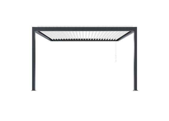 Pergola Bioclimatique Aluminium Adossée Anthracite 4x3,5 Manuelle S ORIAL France - Image 9