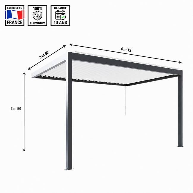 Pergola Bioclimatique Aluminium Adossée Anthracite 4x3,5 Manuelle S ORIAL France - Image 2