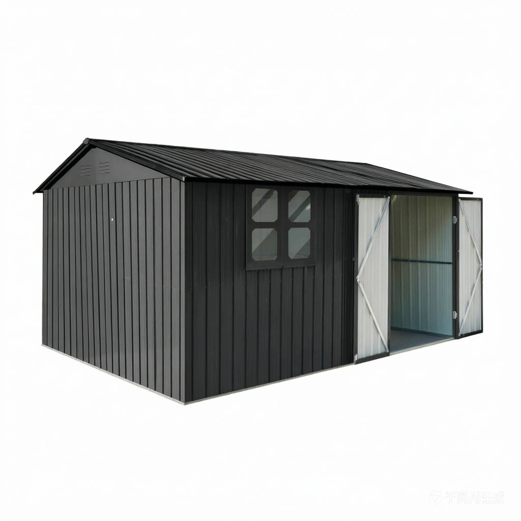Abri de jardin métal extérieur avec établi et étagères 10,34m2 noir - ComfortXL Outdoor Living - Image 2