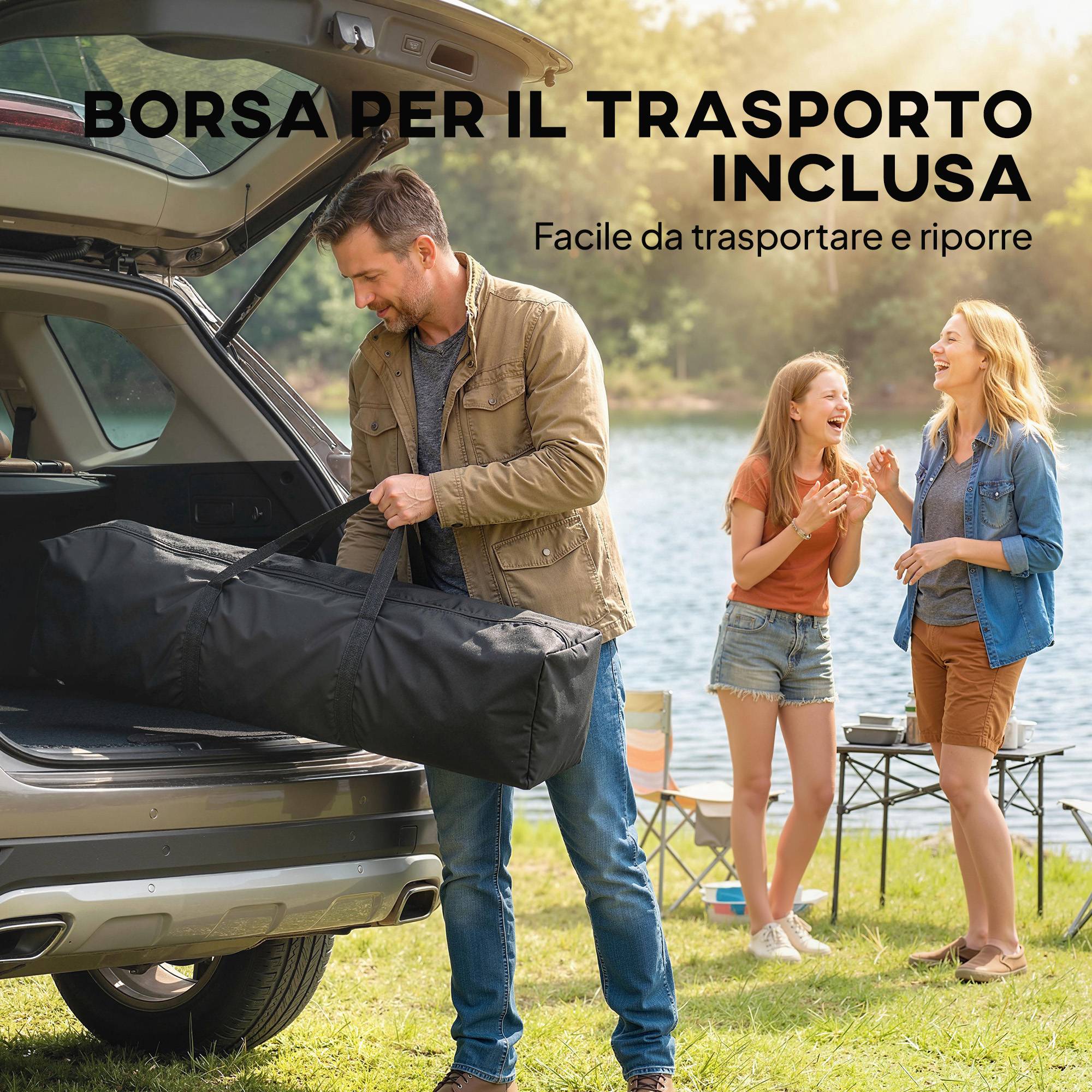 Tonnelle pliante 3,5x3,5m double toit sac transport métal Oxford gris foncé - Image 10