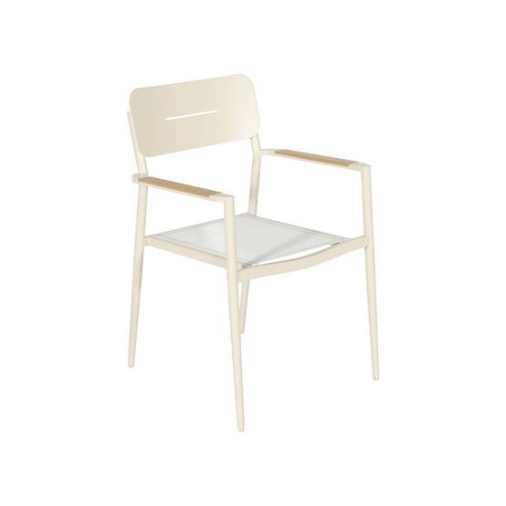 Lot de 4 fauteuils de jardin aluminium et textilène beige - Fira | sweeek - Image 3