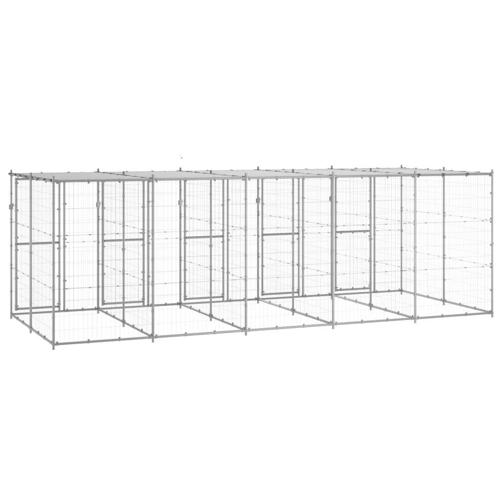 Helloshop26 - Chenil extérieur cage enclos parc animaux chien extérieur acier galvanisé avec toit 12,1 m² - Image 5