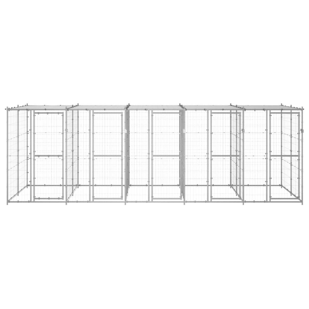 Helloshop26 - Chenil extérieur cage enclos parc animaux chien extérieur acier galvanisé avec toit 12,1 m² - Image 3