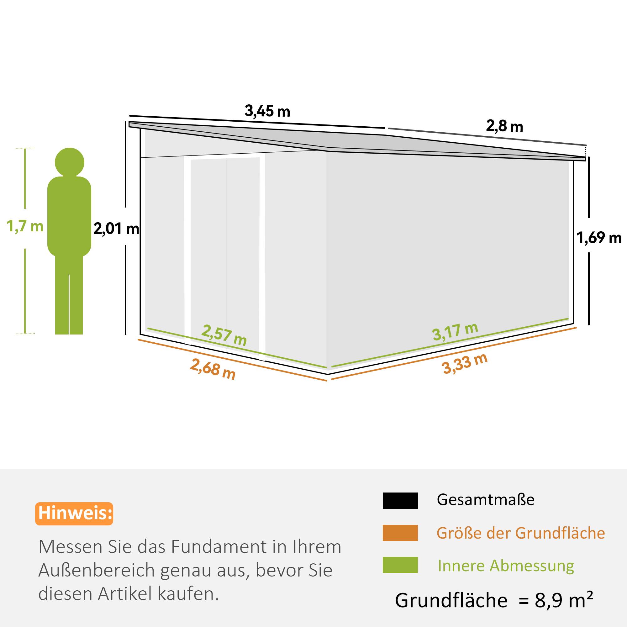 ComfortXL - Abri de jardin métal acier galvanisé 280 x 345 x 201 cm gris avec double porte coulissante - ComfortXL Outdoor Living - Image 3