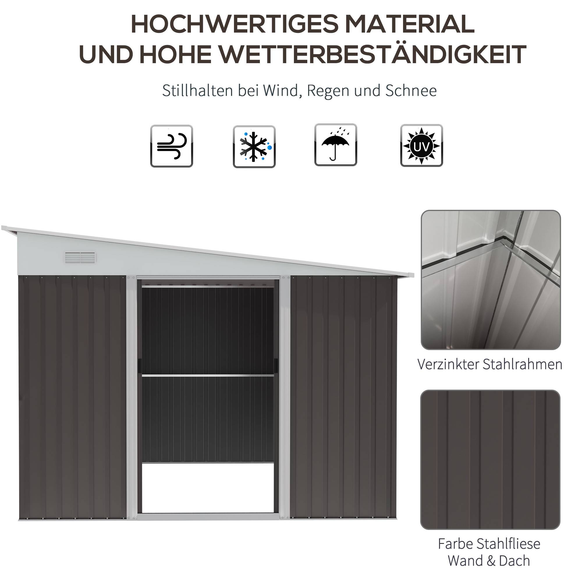 ComfortXL - Abri de jardin métal acier galvanisé 280 x 345 x 201 cm gris avec double porte coulissante - ComfortXL Outdoor Living - Image 4