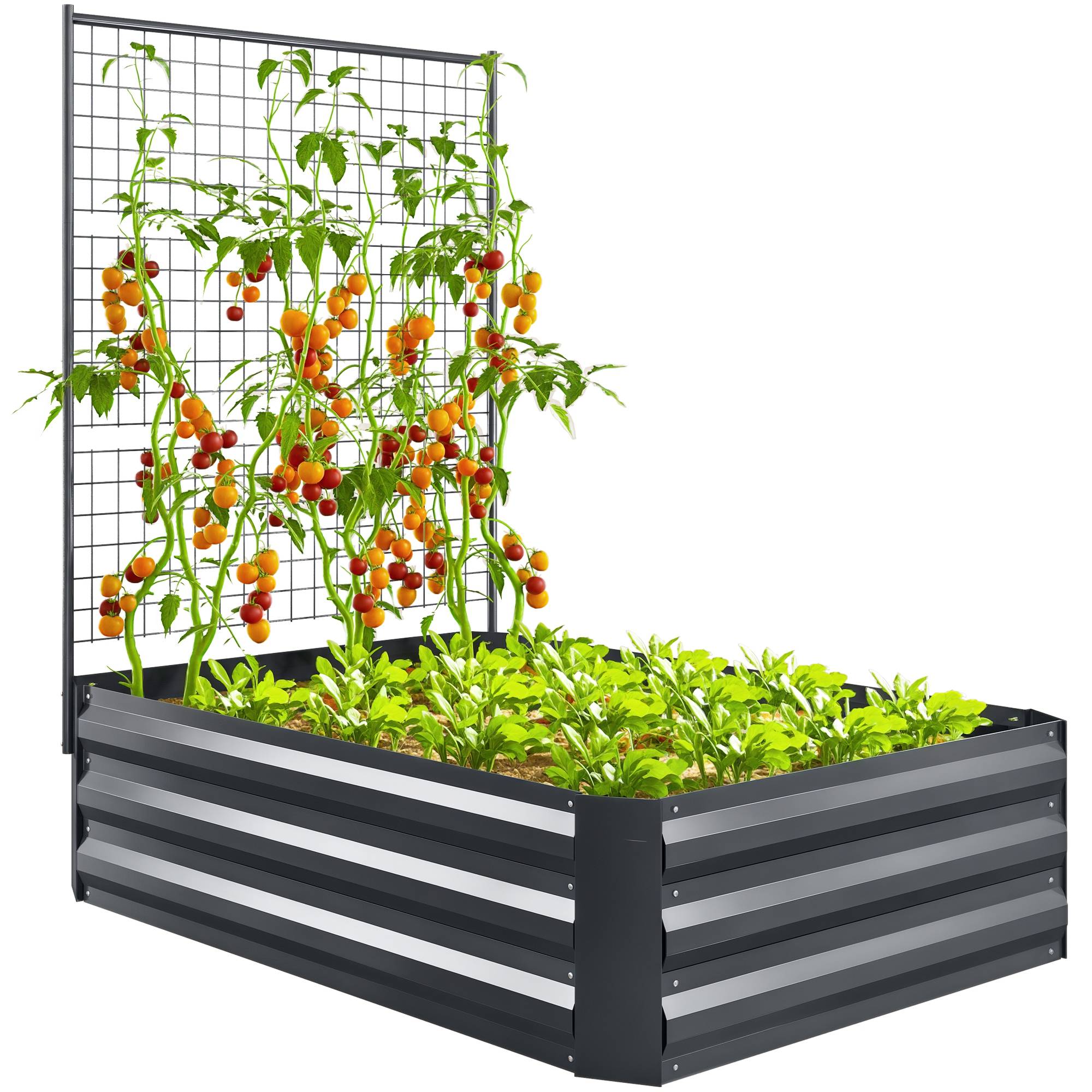 Sans Marque - Grand pot fleurs extérieur treillis fond ouvert plantes grimpantes 80x115x125 cm Gris foncé
