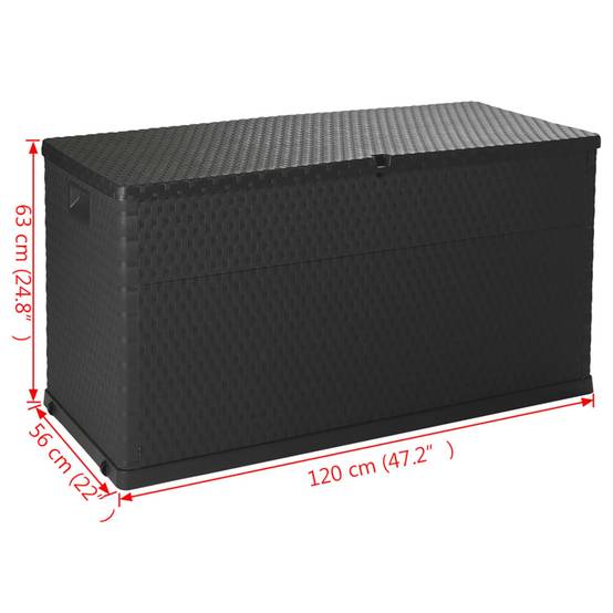 Boîte de stockage de jardin 120 x 56 x 63 cm pp rotin anthracite - Image 4