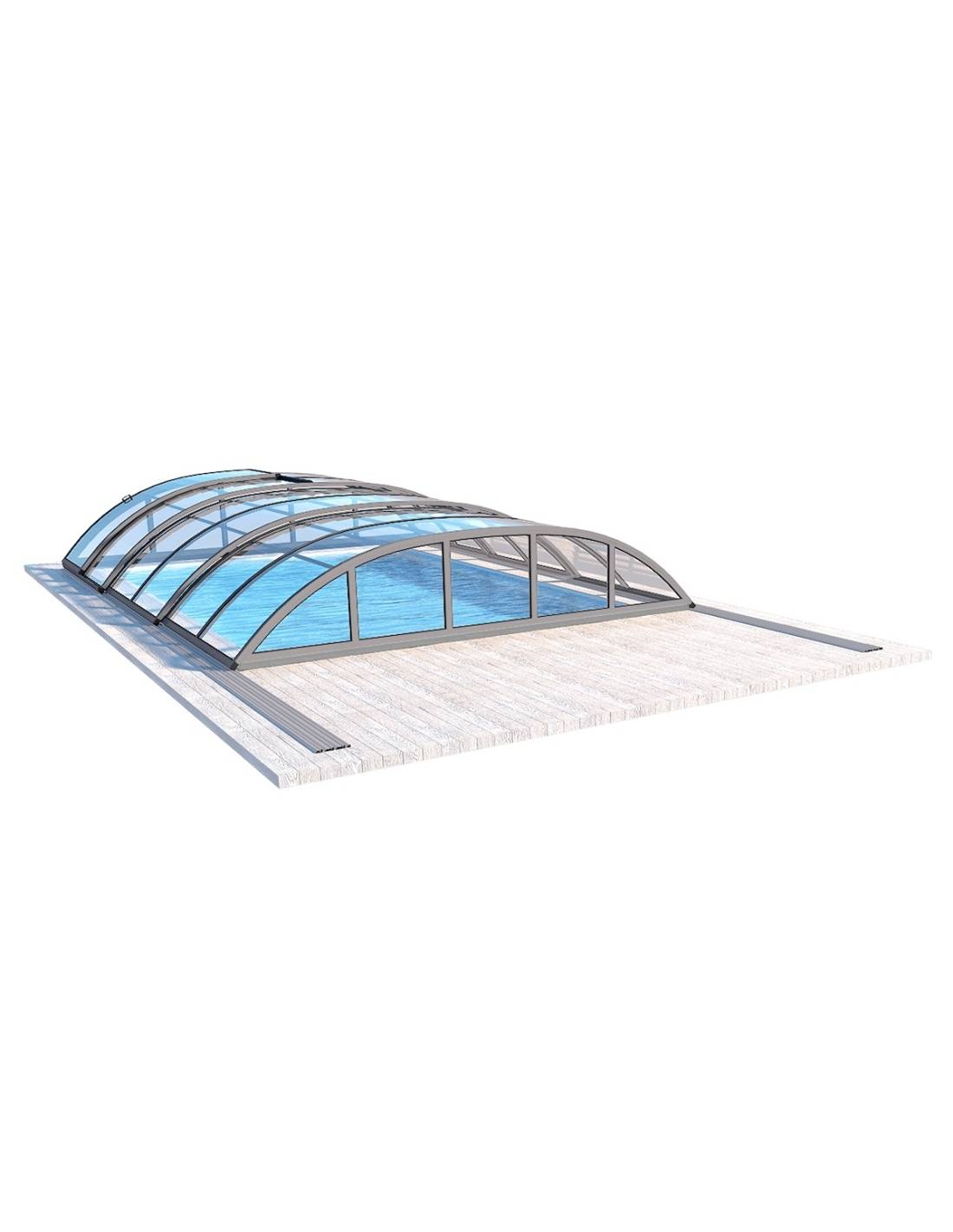 Altanka - Abri de piscine Horizon pour les modèles 6,20x3 m - BAS87, BAS787 - polycarbonate massif 3 mm - Couleur Ral7037 Gris  - ECO228 - Image 5