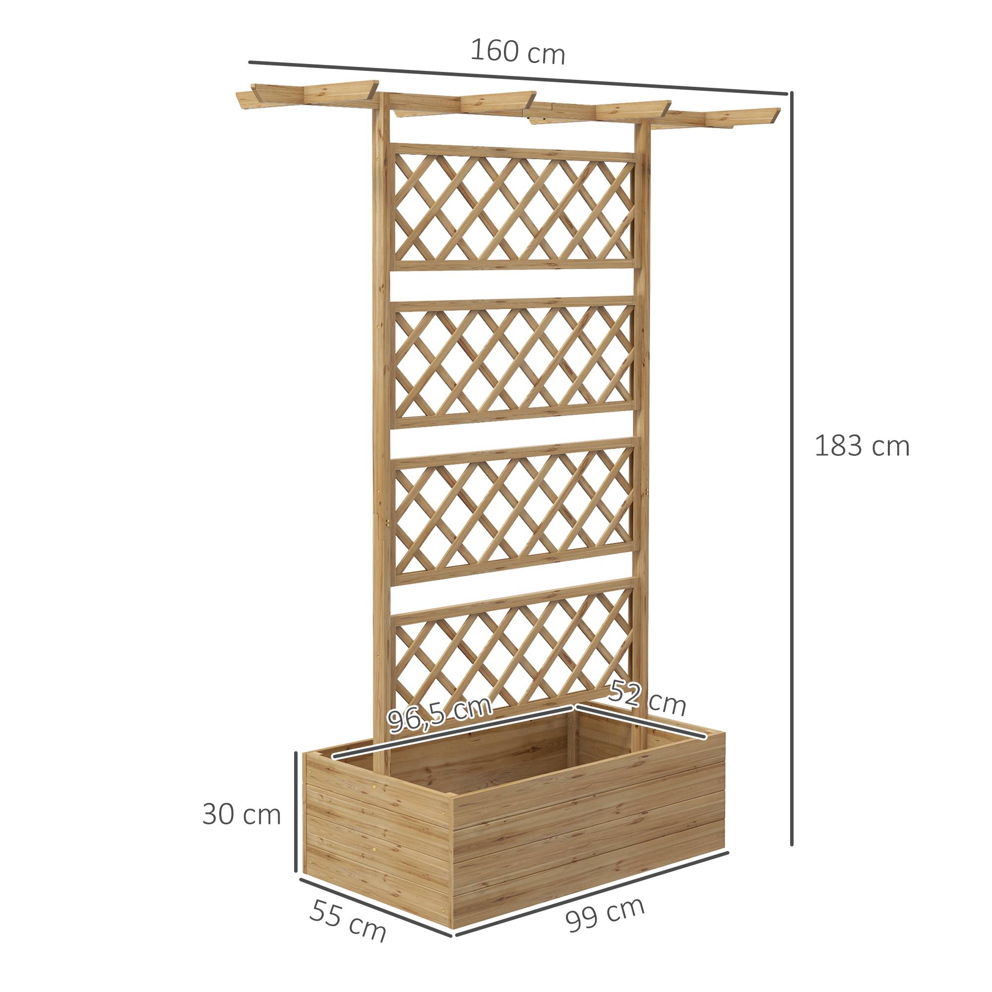 Outsunny - Jardinière sur pied avec treillis pour plantes grimpantes, légumes 160x55x183cm bois de sapin pré-huilé naturel - Outsunny - Image 3