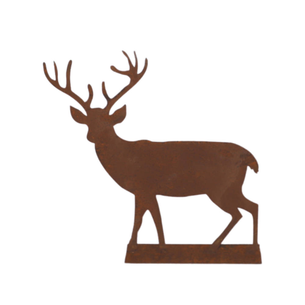 Statue statuette cerf extérieur jardin métal rouillé marron 130cm Chemin de campagne - Image 1