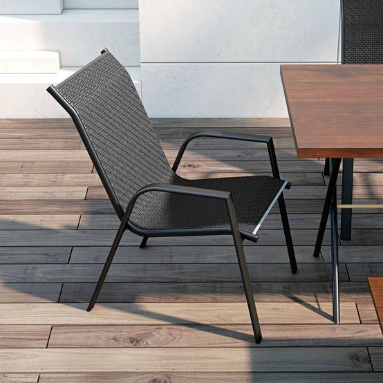 Lot de 4 chaises de jardin acier et résine tressée naturel 52 x 70 x 85 cm - PANGIVO - Image 10