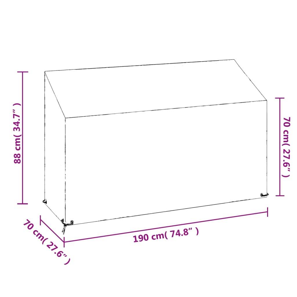 Lot de 2 Bâches de Protection pour Banc de Jardin PE Durable Imperméable Anti-UV Noir 190x70x70/88 cm – ComfortXL Outdoor Living - Image 9