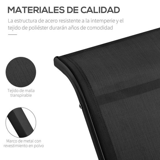 Lot de 2 Chaises Longues de Jardin avec Table d’Appoint en Verre Trempé, Dossier et Accoudoirs, Patio/Piscine/Terrasse, Noir - Image 7