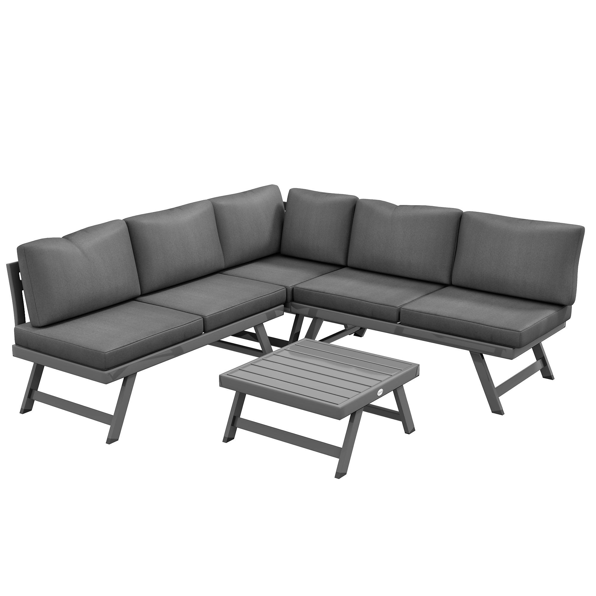 Maison Chic - Ensemble salon de jardin d'angle et convertible 4 pièces avec 2 banquettes, 1 fauteuil d'angle et 1 table basse - Image 1
