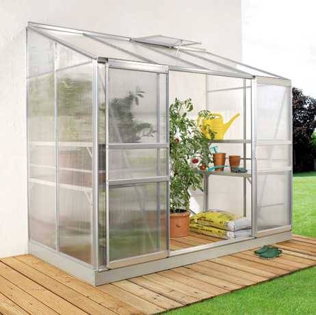 Vitavia - Serre adossée IDA 3300 - 3,30 m² en polycarbonate, porte coulissante & lucarne, Couleur Vert - Image 1
