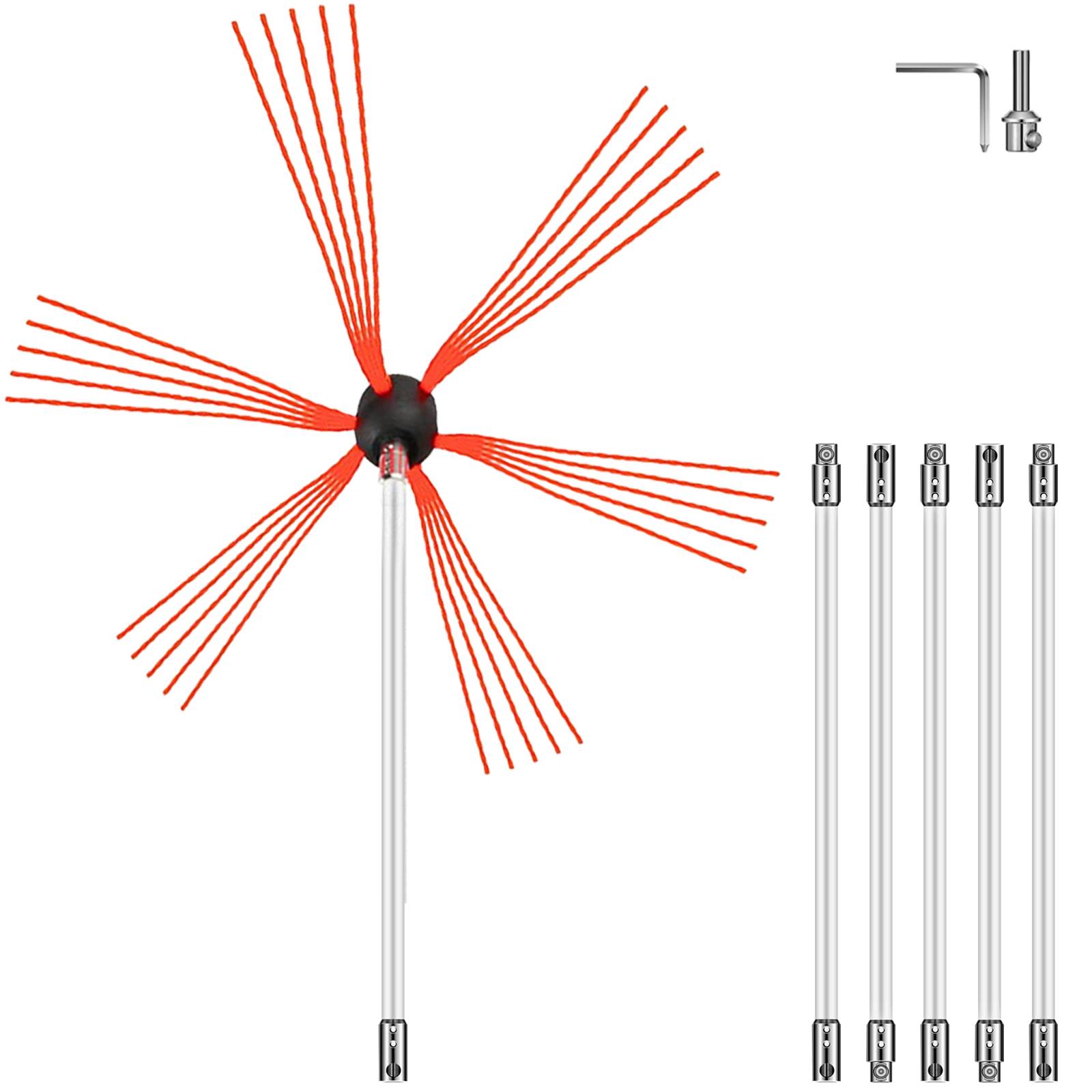 VEVOR Brosse cheminée 6 m, nylon, pour poêle pellet, métal, brique. - Image 1