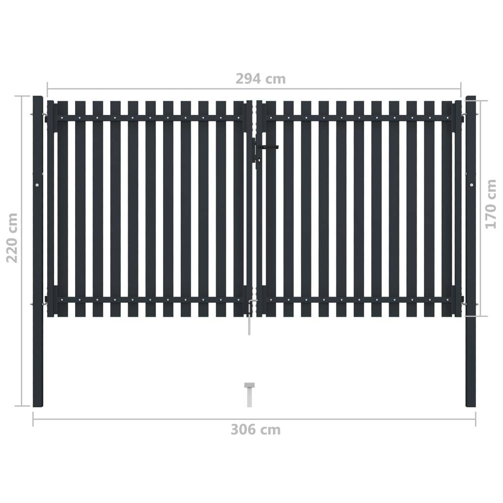 ComfortXL - Grand Portail Battant Acier Robuste Haut et Sécurisé pour Clôture de Jardin Anthracite 306x220 cm – ComfortXL Outdoor Living - Image 6