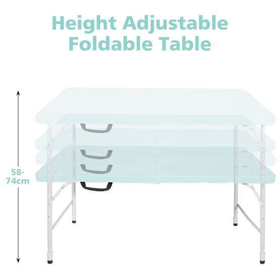 Table pliante robuste 125cm ajustable, usage camping intérieur extérieur charge 135kg bleu - Image 3