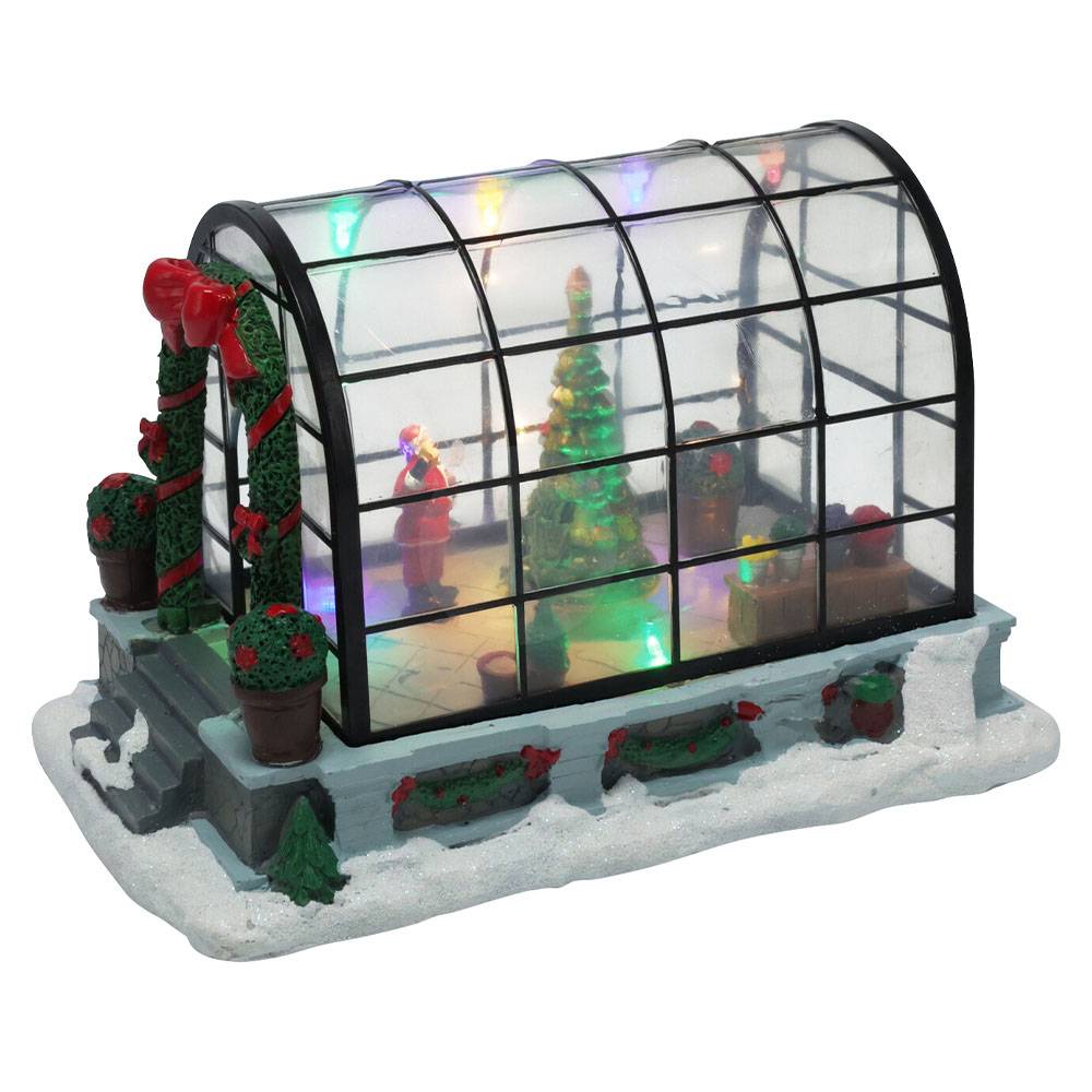 Sans Marque - Village de Noël lumineux et animé serre Père Noël - Image 1
