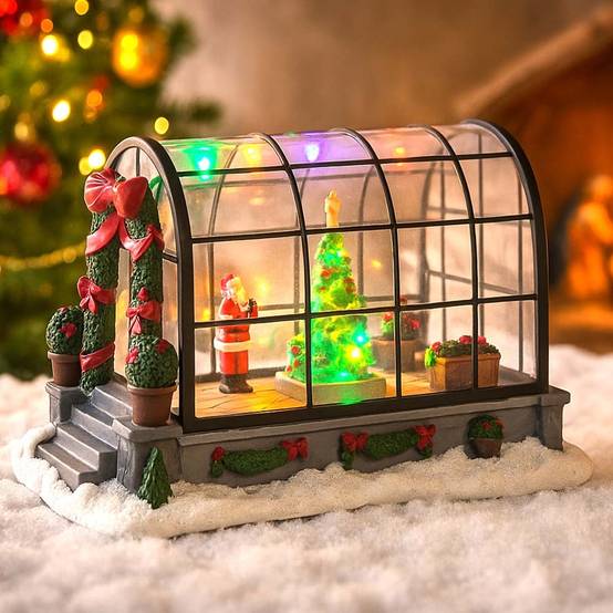 Sans Marque - Village de Noël lumineux et animé serre Père Noël - Image 2