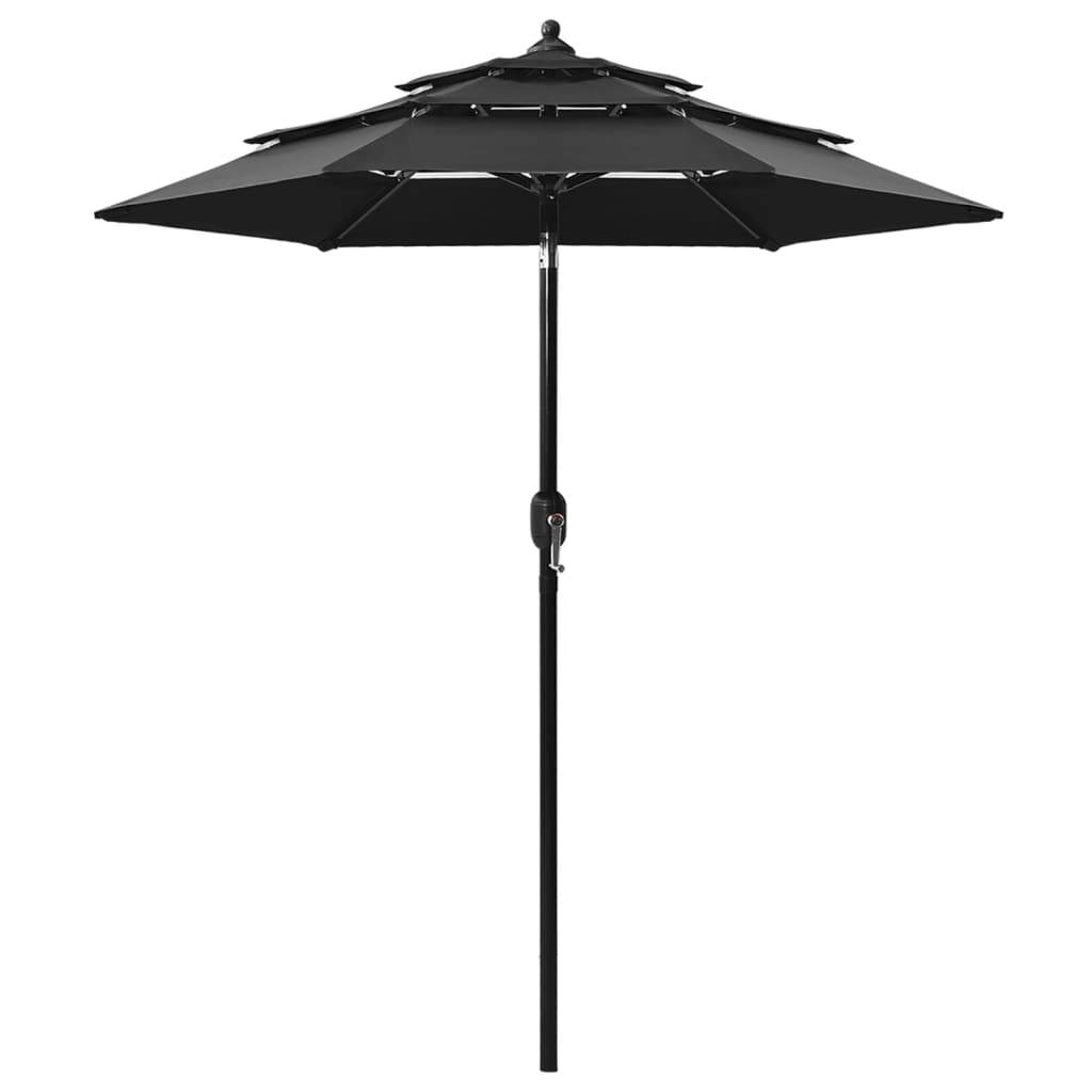 Helloshop26 - Parasol à 3 niveaux avec mât en aluminium 2 m noir - Image 1