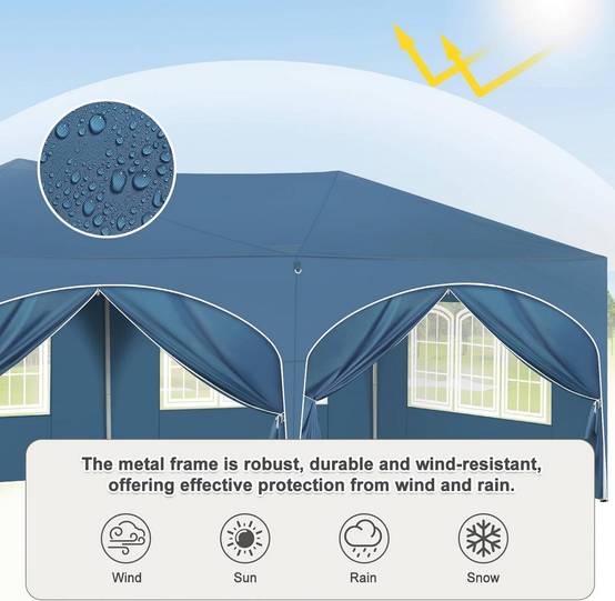 Tonnelle pliante de réception acier tissu Oxford pour jardin événement imperméable 3x6m bleu - ComfortXL Outdoor Living - Image 2